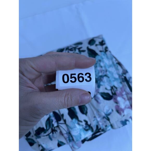 J.JILL Linen-Blend Stretch Button Hem Royal Multi Floral Print Ankle Pants Sz M - Picture 12 of 12